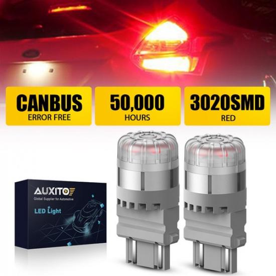 2X 3157 3156 LED Red Tail Light Brake Stop Light 2400LM Anti Hyper Flash CANbus