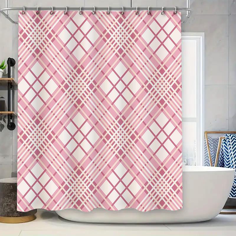 

Red Plaid Shower Curtain Waterproof Bathroom Decor Classic Checkered Pattern Wall Hanging Set Includes 12 Hooks For Home Use (58 W60H190(CM)-1 Pcs