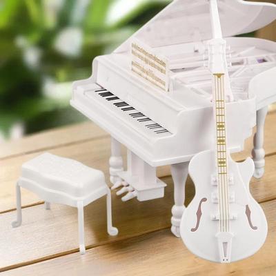 3Pcs Musical Instrument Miniature Props Dollhouse Grand Piano Furniture Guitar Cello Model Doll Accessories Simulation Ornaments