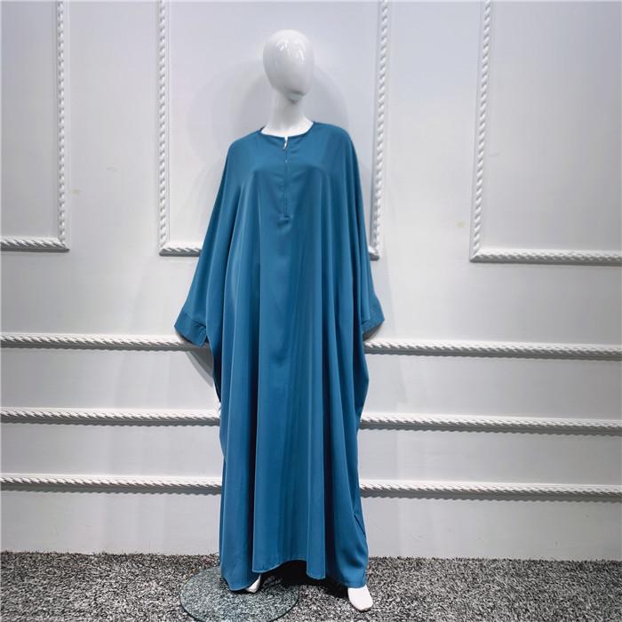 Loriya Solid Color Batwing Sleeve Long Robe - New Pink/Apricot (LR425)