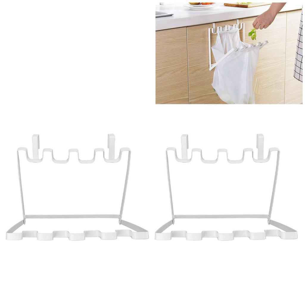 2PCS Hanging Trash Bag Holder Iron Foldable Under Sink Garbage Bag Rack for Kitchen Cupboard Frame Cabinet Door