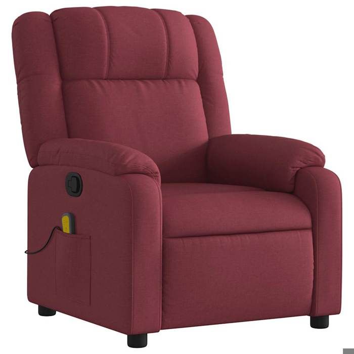 VidaXL Reclining Massage Armchair Bordeaux Red Fabric 373551