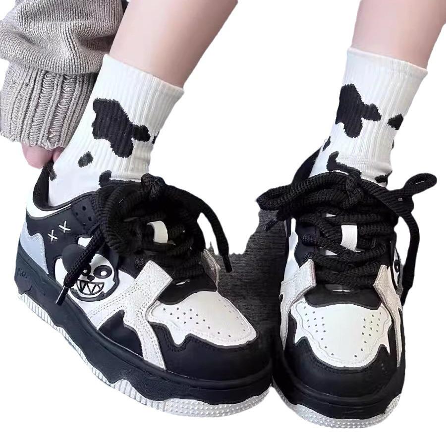 Panda Prank Original Women's Shoes Autumn New Breathable Platform Black and White Shoes Board Shoes Ziguo