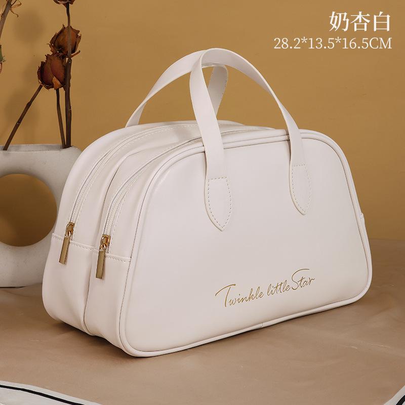 

New Travel PU Leather Large Capacity Toilet Bag Double Layer Makeup Waterproof High Beauty Portable Fashion Handbag