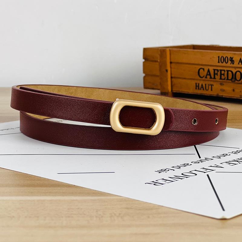 Women's Leather Decorative Buckle Pull-Through Waistband Belt for Skirts and Suits - Punch-Free Design.