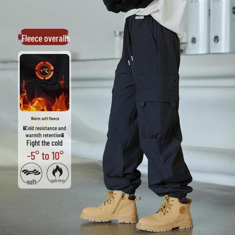 Fuluomi Girls  Winter Fleece-Lined Casual Cargo Pants 170