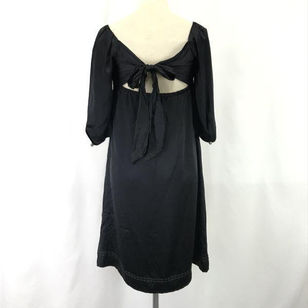 Vestido preto Candela International feito no Japão 100% cetim de seda costas fita manga curta 38 / M(USADO)