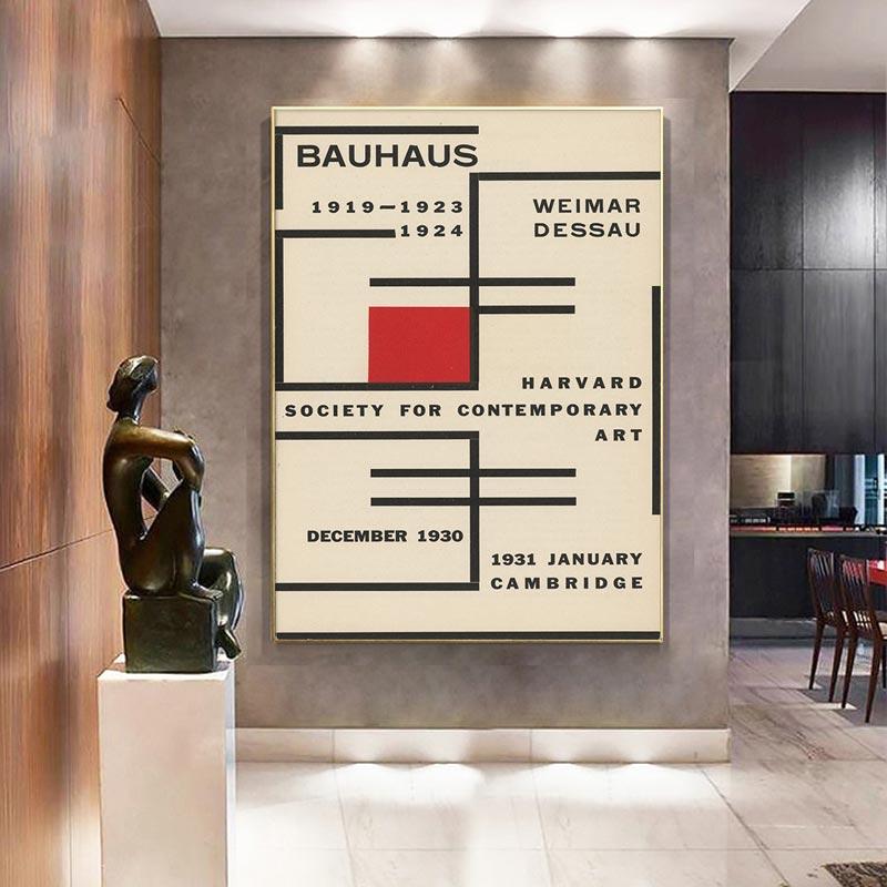 Bauhaus-Ausstellungsplakat, abstrakte Geometrie, Leinwandgemälde, Druck, Schwarz-Weiß-Bilder, moderner Kunstdruck, Wandkunst, Dekor