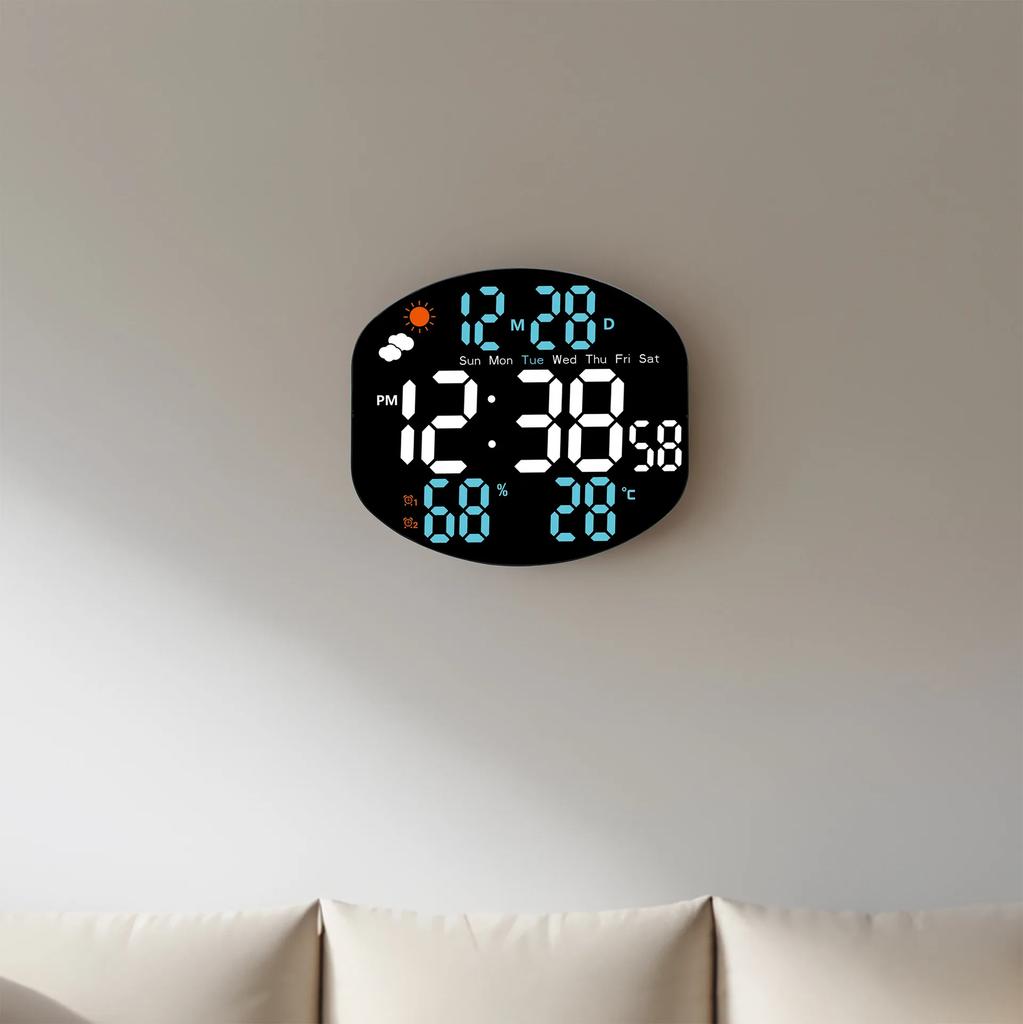 Simple LED Wall Clock Living Room Multifunctional Electronic Clock Silent Temperature and Humidity Alarm Large Screen Clock