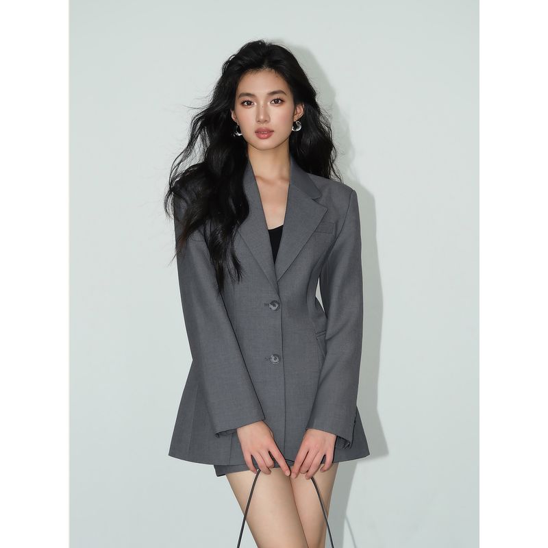 

Черный Приталенный K-стиль Силуэтный Фантазийный Костюм Верхняя одежда Deep Flower Grey In Stock S