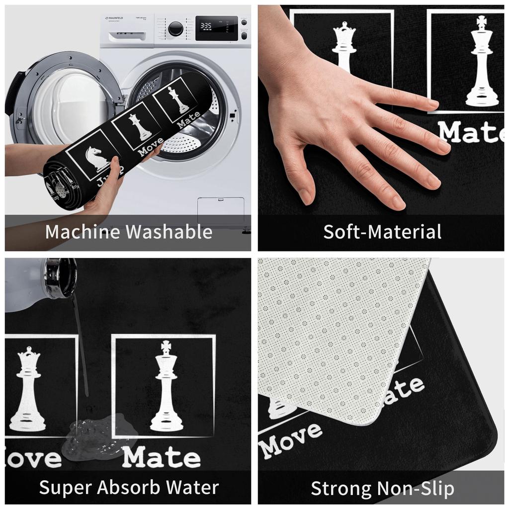 Chess Pieces Game Doormat Mat Anti-Slip Checkmate Player Bath Kitchen Garden Rug Carpet 40*60cm