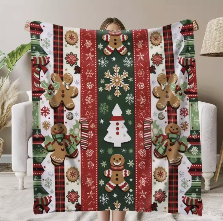 Gingerbread Galore: Christmas Blanket with Festive Flair Soft and Comfortable New Year Home Decoration Gift