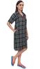 Bimba Check Print Green Women Sleepshirt Sleepwear Button - Front Nightshirt -