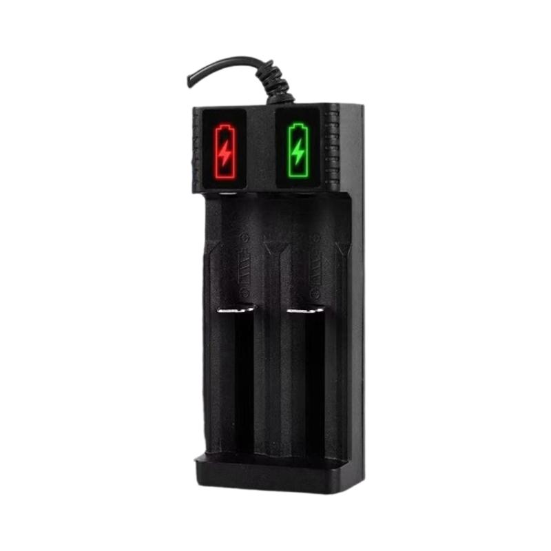 1/2 Slot Charging Adapter Rechargeable Battery for 18650 3.7V Battery USB Fast Charging with LED Status Display for Travel
