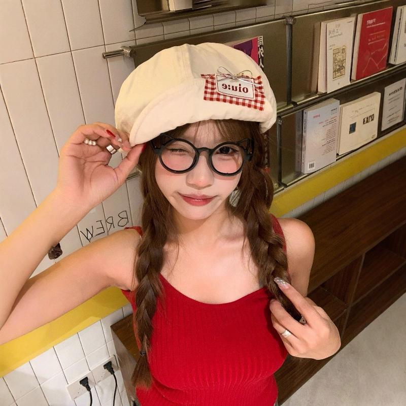 Retro Japanese Style Beret Hat Women'S Spring Summer  Large Head Size Cloud Painter Cap Breathable Baseball Cap
