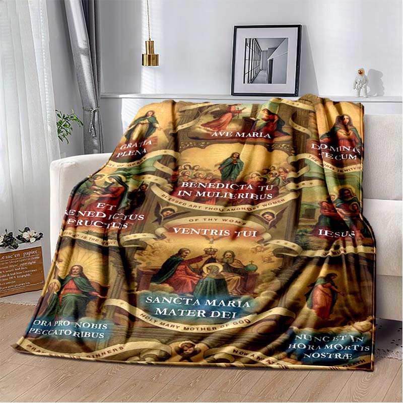1 PC 3D printed flannel blanket (Our Lady of Guadalupe pattern) home blanket birthday gift. Customizable.