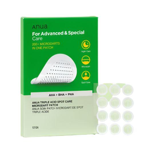 Anua Triple Acid Spot Care Microdot Patch AHA BHA PHA Acne Spot Patch Korean Skincare 12pcs