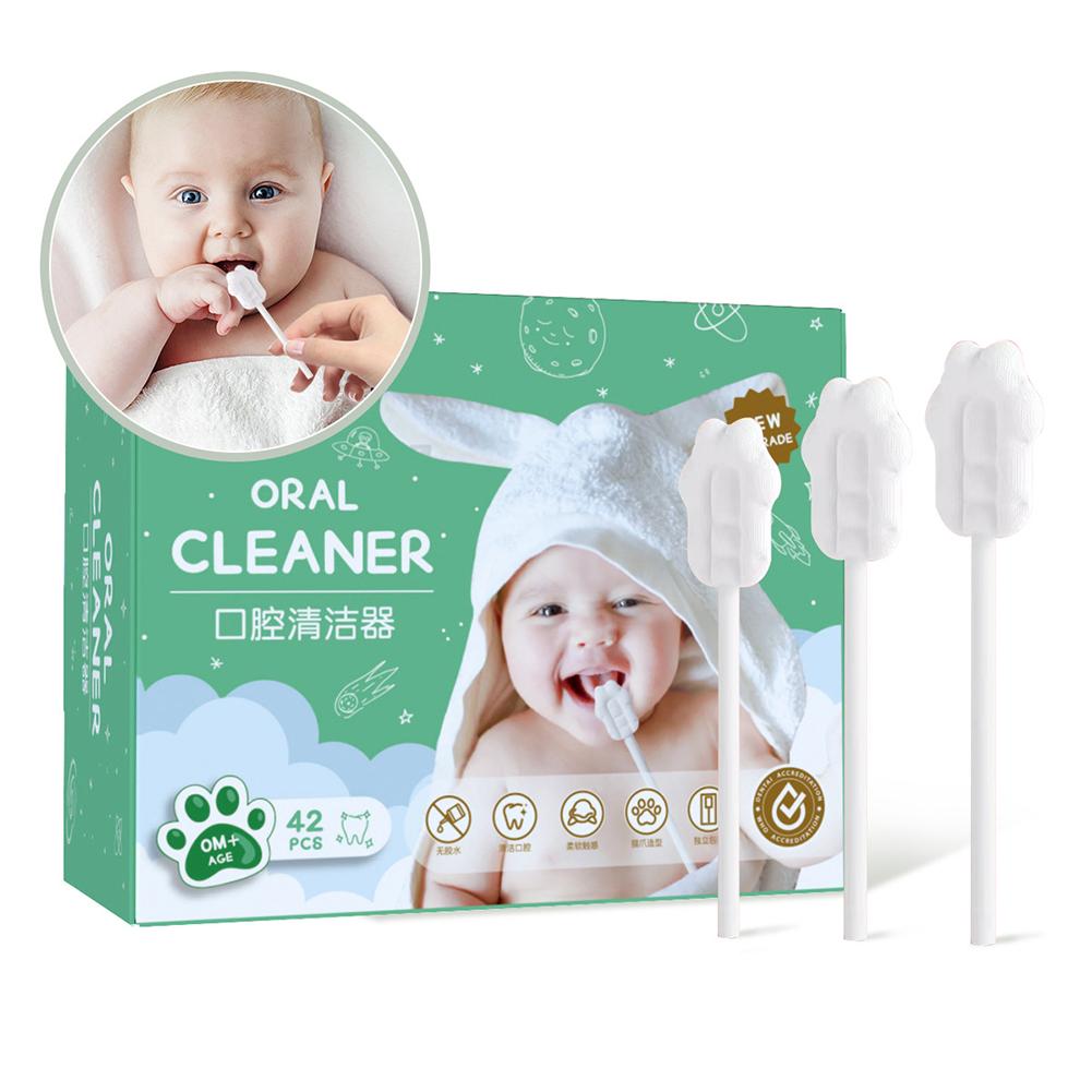 42Pcs Baby Tongue Cleaner Disposable Newborn Toothbrush Infant Oral Cleaning Brush Stick Soft Safe Hygienic