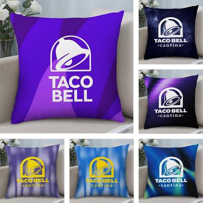 Mexikanischer Geschmack T-Taco Bell Kissenbezug Weicher Plüschstoff Beidseitig bedruckter Sofakissenbezug für alle Jahreszeiten Heimdekoration