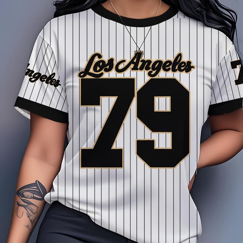 Women's Los Angeles 79 Soft Breathable Pattern T-Shirt Sports Fashion Casual Quick-Drying Short-Sleeved Summer Women's Clothing