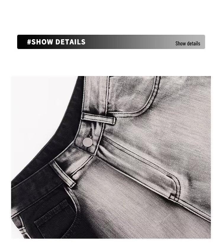 Women's High-Waist Retro Tie-Dye Gradient Jeans - Loose, Wide-Leg, Floor-Length Pants for Early Autumn