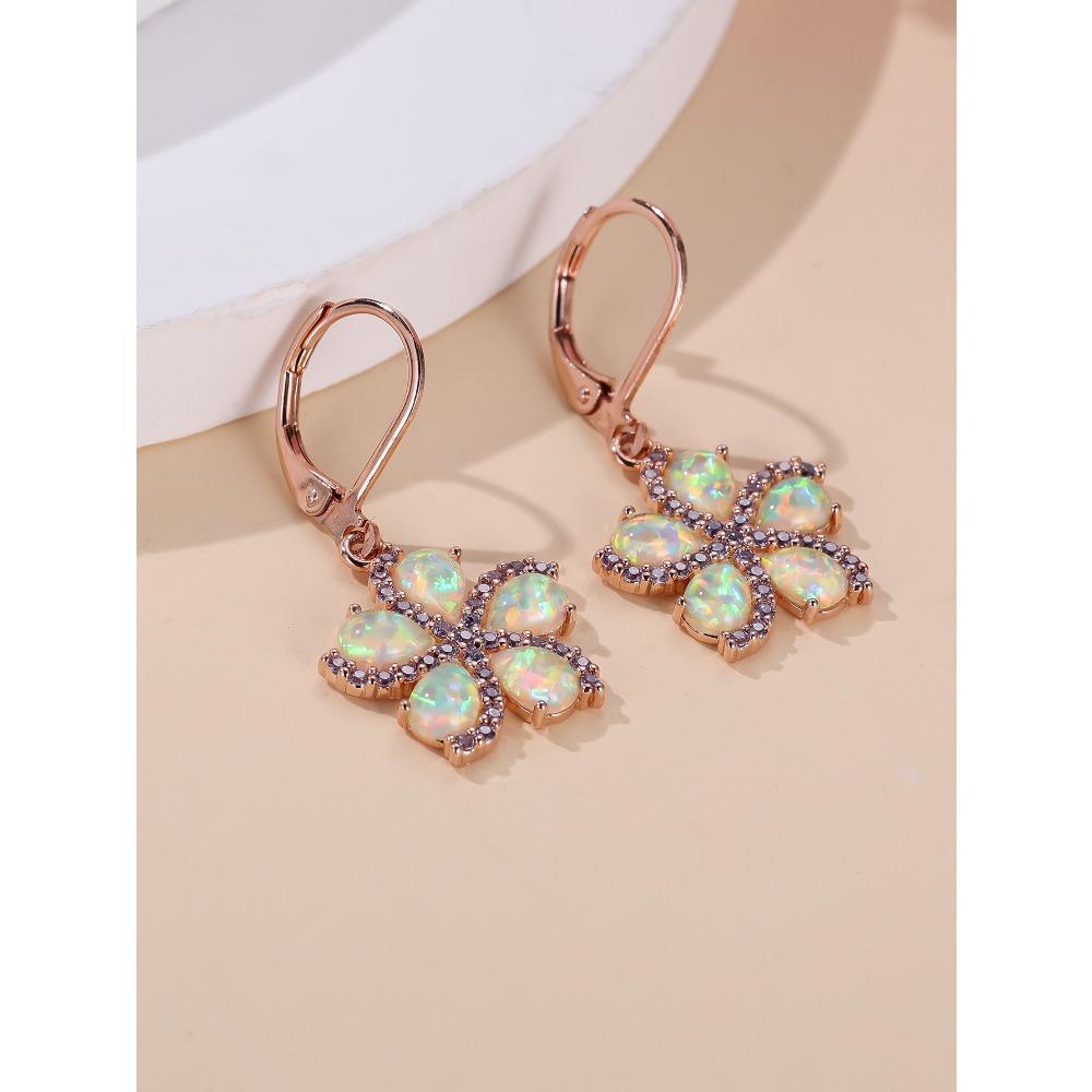 

Европейская и американская мода Пятилепестковый цветок с микроинкрустацией цирконами, серьга-кольцо с индивидуальностью