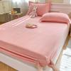1pc Flannel Fleece Bed Sheet Solid Color Bed Cover Velvet Fitted Sheet Non-slip Bed Linen Warm 90x200 Mattress Protectors
