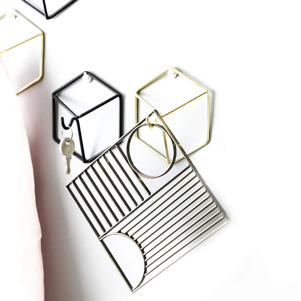 Homlly Geometric Wrought Iron Wall Hooks Decoration