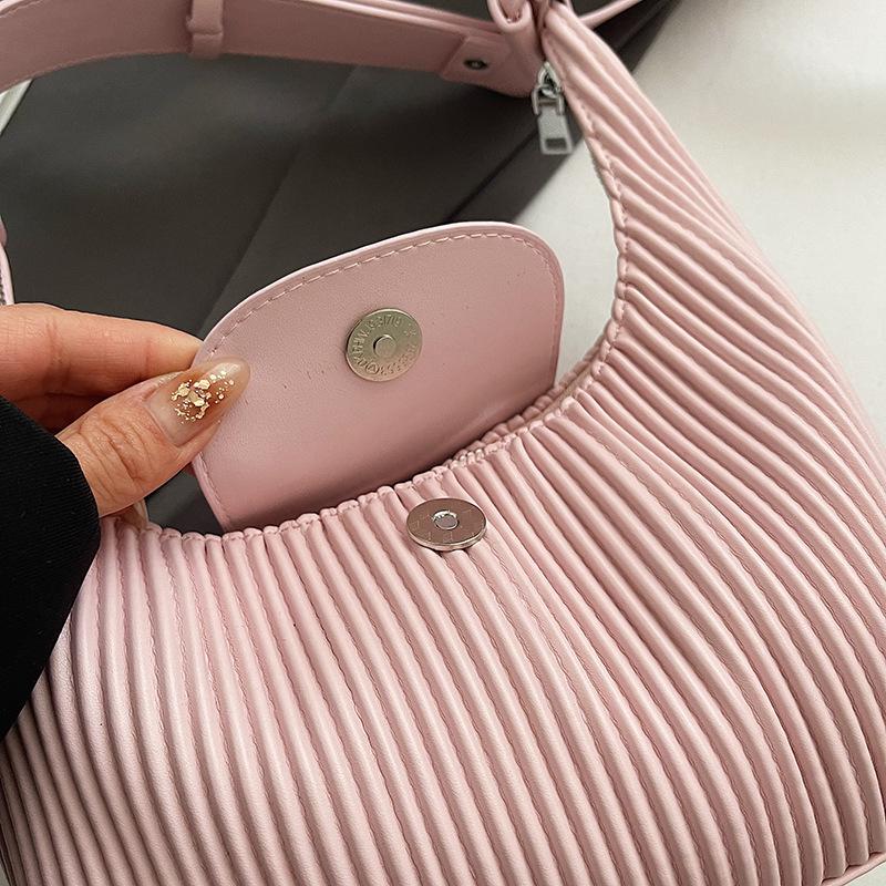 Vertical striped bag women's bag large capacity commuter solid color simple shoulder bag versatile small fresh crossbody bag