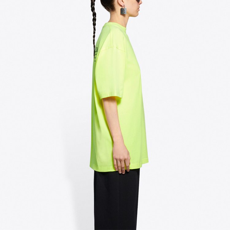 Balenciaga Political Campaign Large Fit T Shirt Fluo Yellow 641655TJVF77110