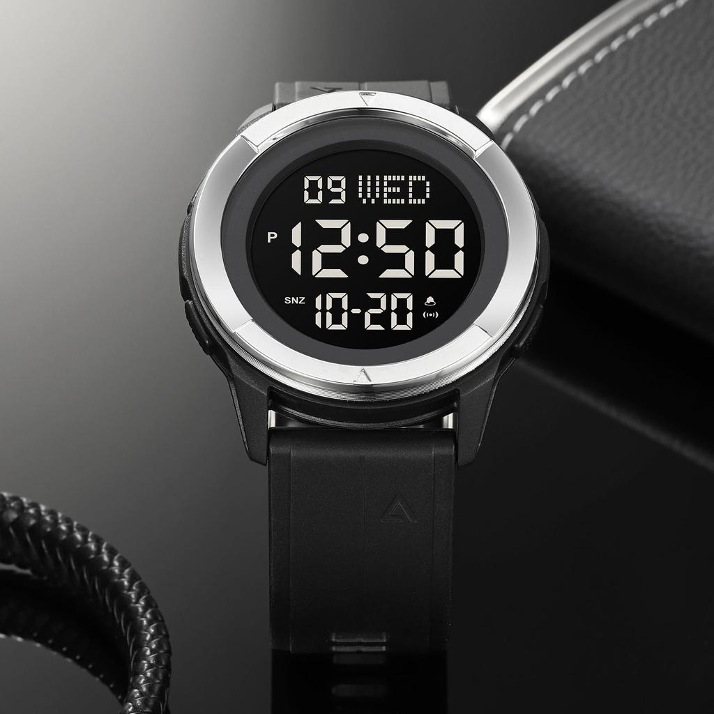 Digital Watch Waterproof Sports Wristwatch Stopwatch Date Display Alarm Outdoor Backlight Sports Watch Large Dial for Easy Reading Men's