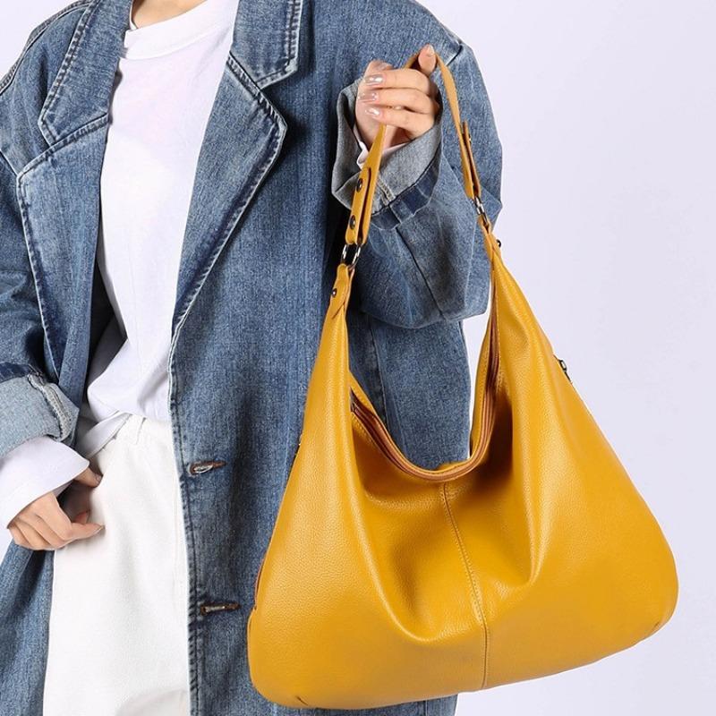 Large capacity commuter tote bag retro oil wax leather handbag high sense versatile shoulder women's bag tide