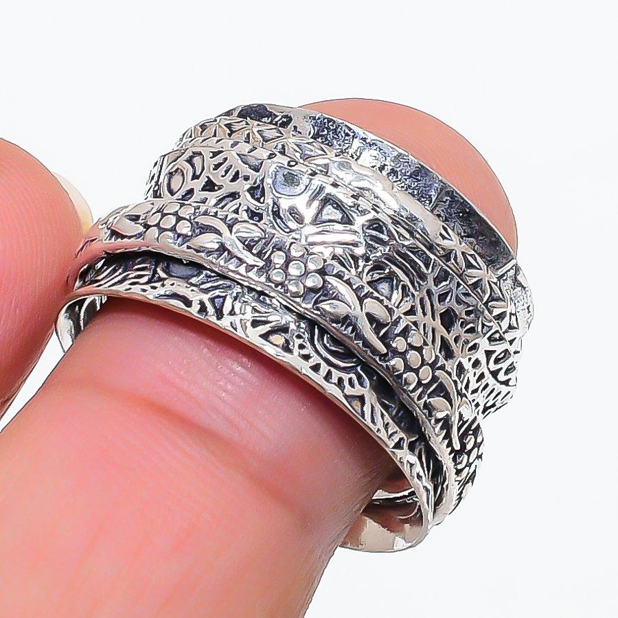 

Natural Meditation Spinner 925 Sterling Silver Jewelry Ring Size 6.5 Y0f63