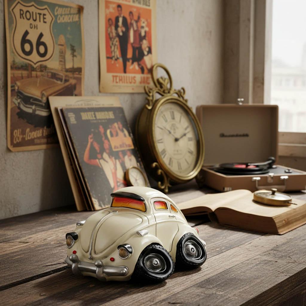 Vintage Beetle Statue Retro Car Home Decor Classic Money Piggy Bank Collectible Figurines Decoration Gift for Kids and Lovers