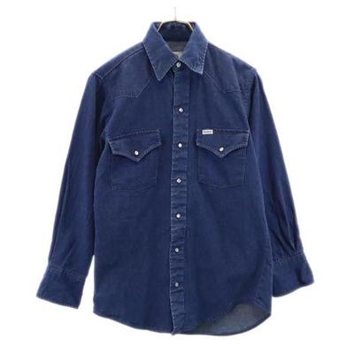 Camisa vaquera occidental de manga larga vintage de los 80 14 1/2 Para hombre Usada
