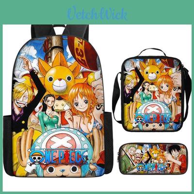 Mochila do Luffy de One Piece Para Crianças Com Tecido Oxford Respirável Mochila Escolar Para Alunos do Ensino Fundamental