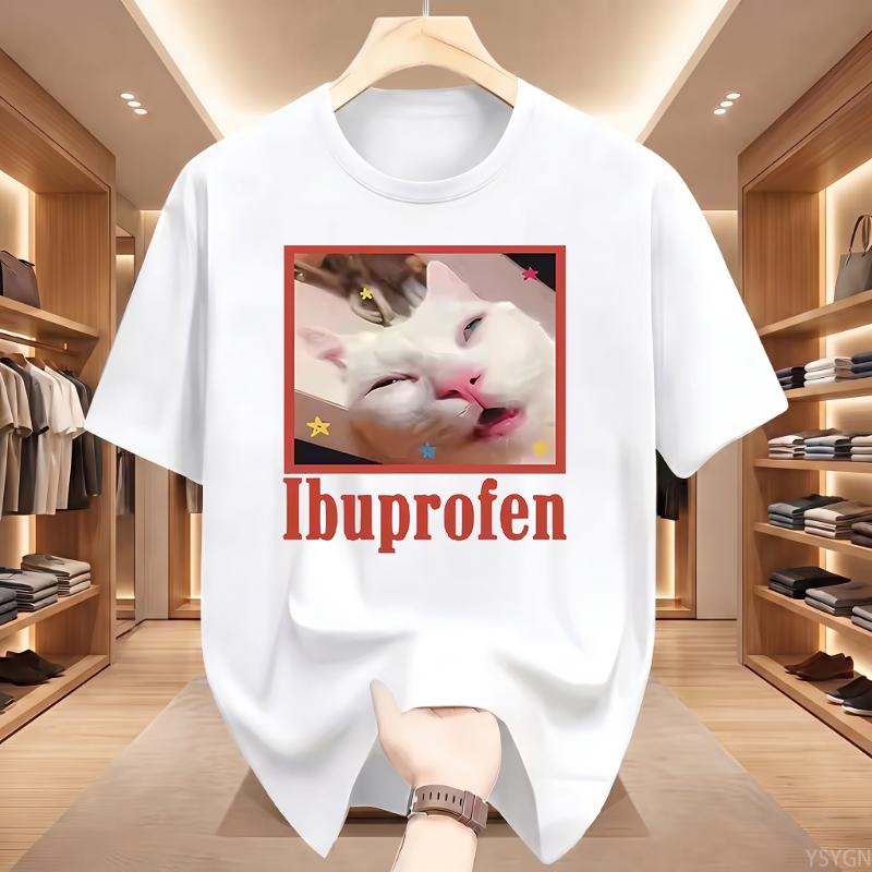 T-Shirt Lustige Katze Grafik-T-Shirt Niedliche Katzenliebhaber Baumwoll-T-Shirt Lässige Lustige T-Shirts Unisex Übergroßes T-Shirt Tee