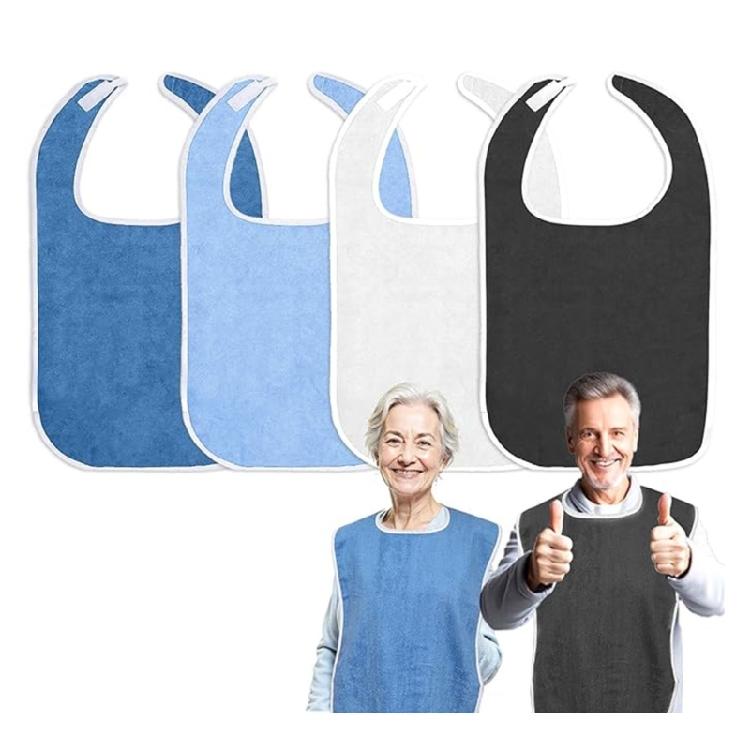 4Pcs Protective Meal Bibs Feeding Bibs For Senior Adult Practical Nursing Solution for Hospital Nursing Home Elderly