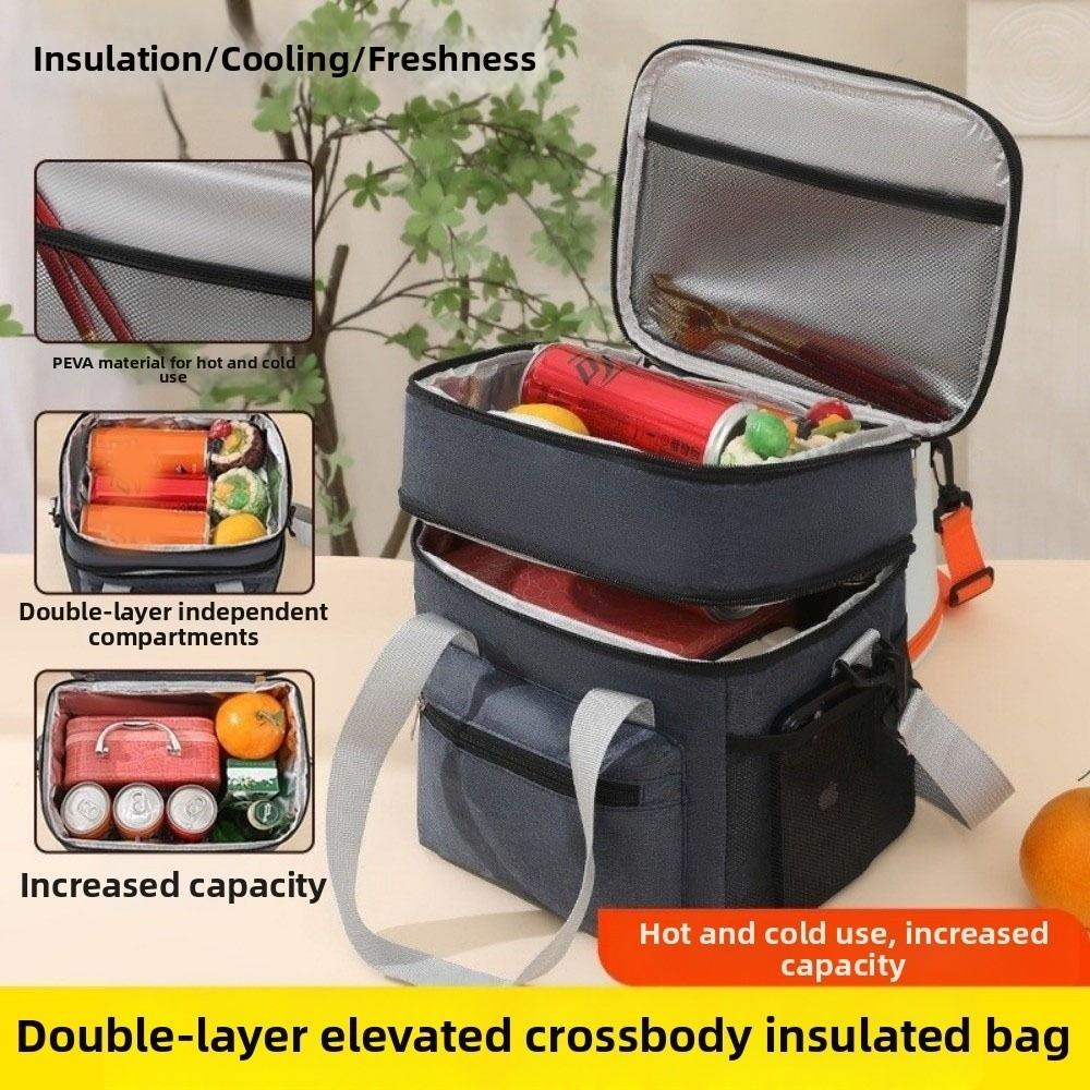 with Shoulder Strap Picnic  Bag Large Capacity Thermal Lunch Pouch  Travel Picnic