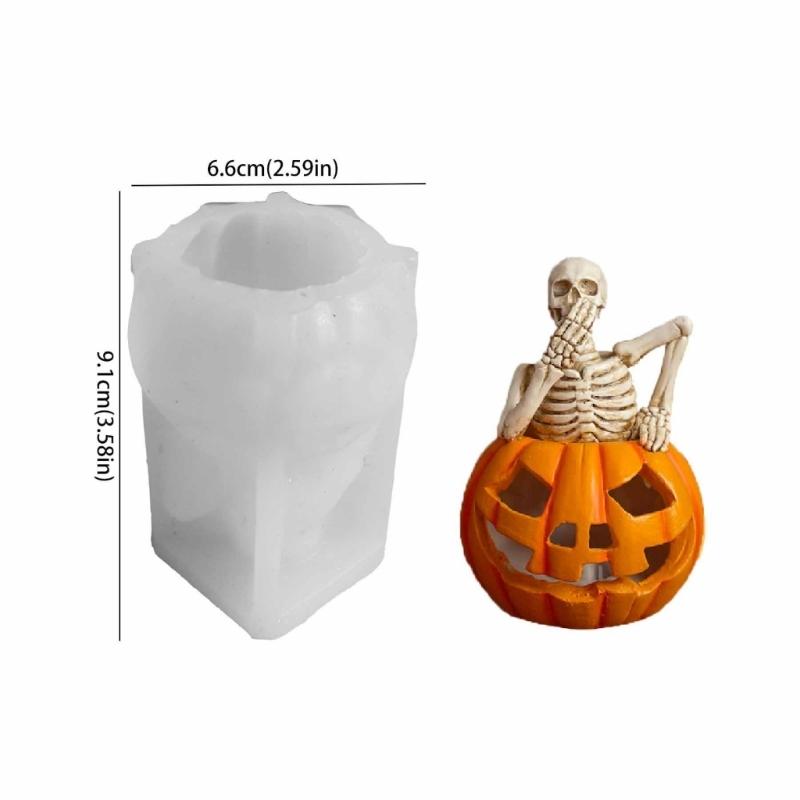 3D Skeleton Candle Mould Halloween Silicone Molds Pumpkins Castings Molds Handmade Plasters Molds Craft Supplies