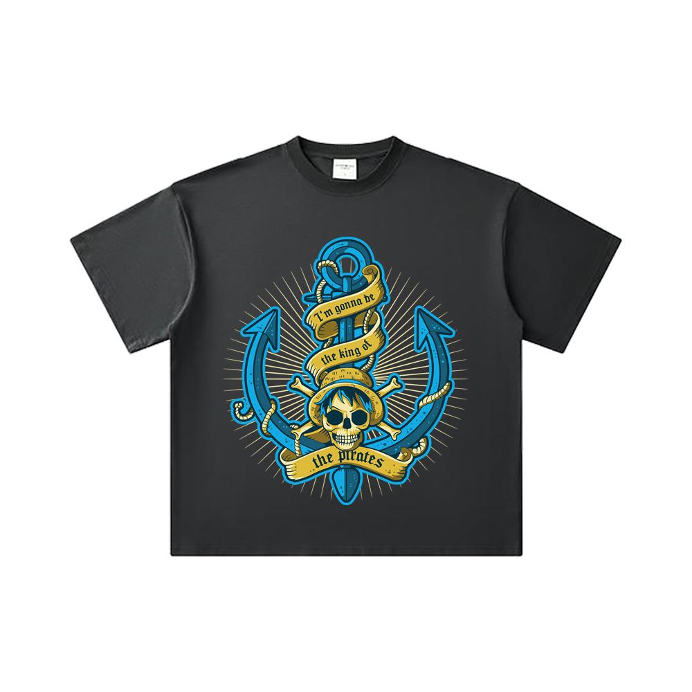 260 GSM Double Yarn 32 Count 100% Cotton One Piece V35 Luffy Kaido Logo Print Unisex Heavy Cotton T Shirt
