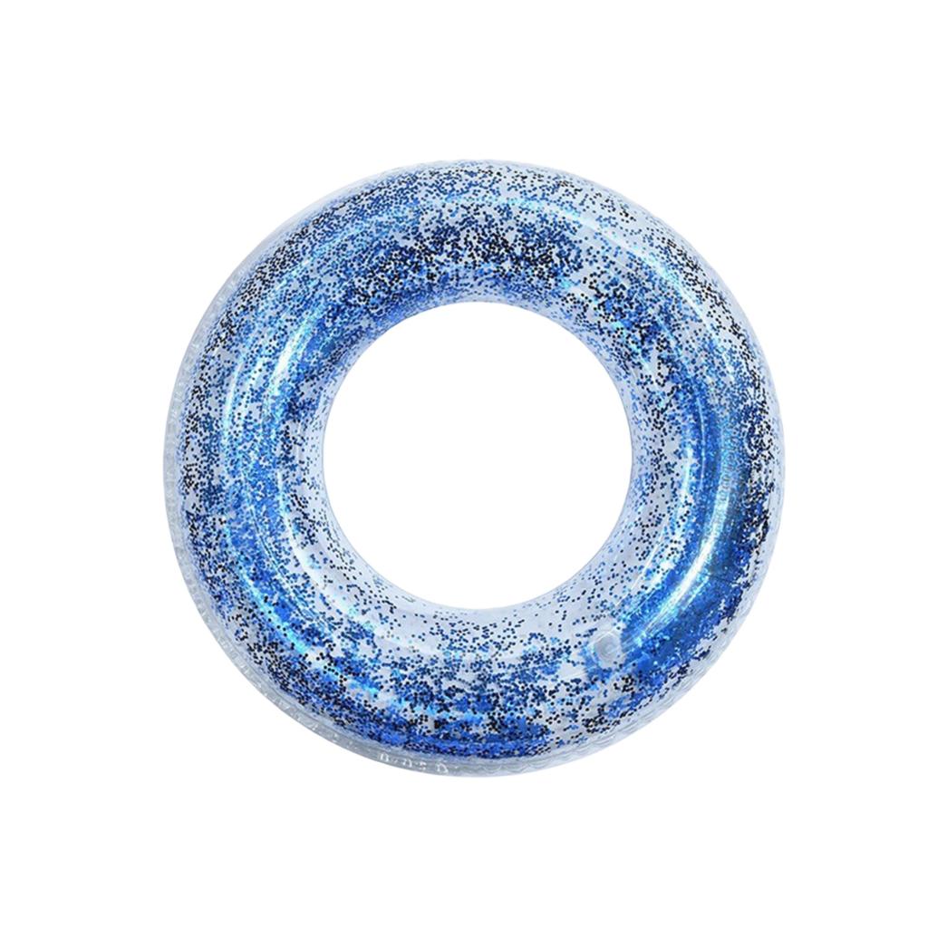 Large Inflatable Swim Ring Transparent with Glitter Design Durable PVC Material Pool Float for Adults and Kids Summer Water Fun