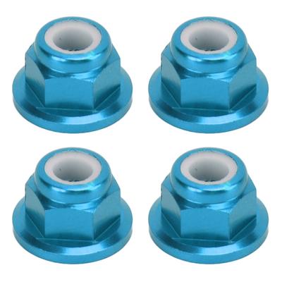 4Pcs RC Car Nuts M4 Aluminum Alloy 4mm Inner Diameter RC Car Accessory for 1   10 Remote Control VehicleBlue
