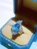 Cold Wind Premium Color Treasure Paraiba Topaz Stone Ring Female Blue Comparable To Aquamarine Open Index Finger Ring
