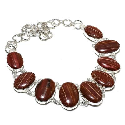 Natural Rainbow Jasper Gemstone Handmade 925 Sterling Silver Necklace 18" Y7A65