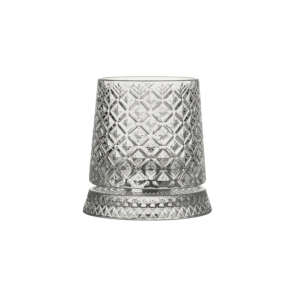 9oz Rotating Whiskey Glass with Base 360 Degree Swivel Crystal Glass Tumbler for Spirits and Cocktails Durable Design