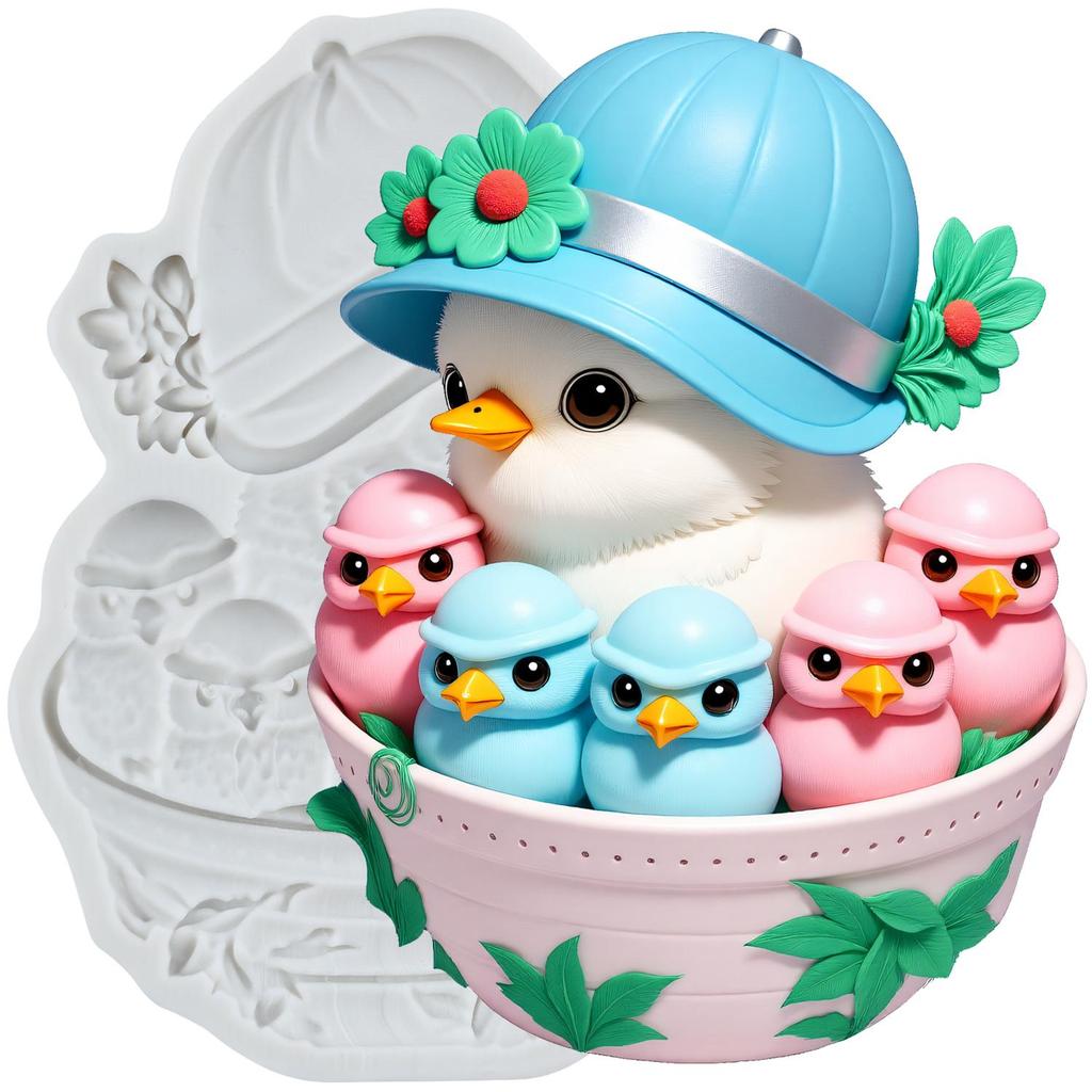 Enten Silikonformen Entenmutter Baby Fondantform Kuchen Dekorationswerkzeuge Cupcake Topper Süßigkeiten Schokolade Gumpaste Form