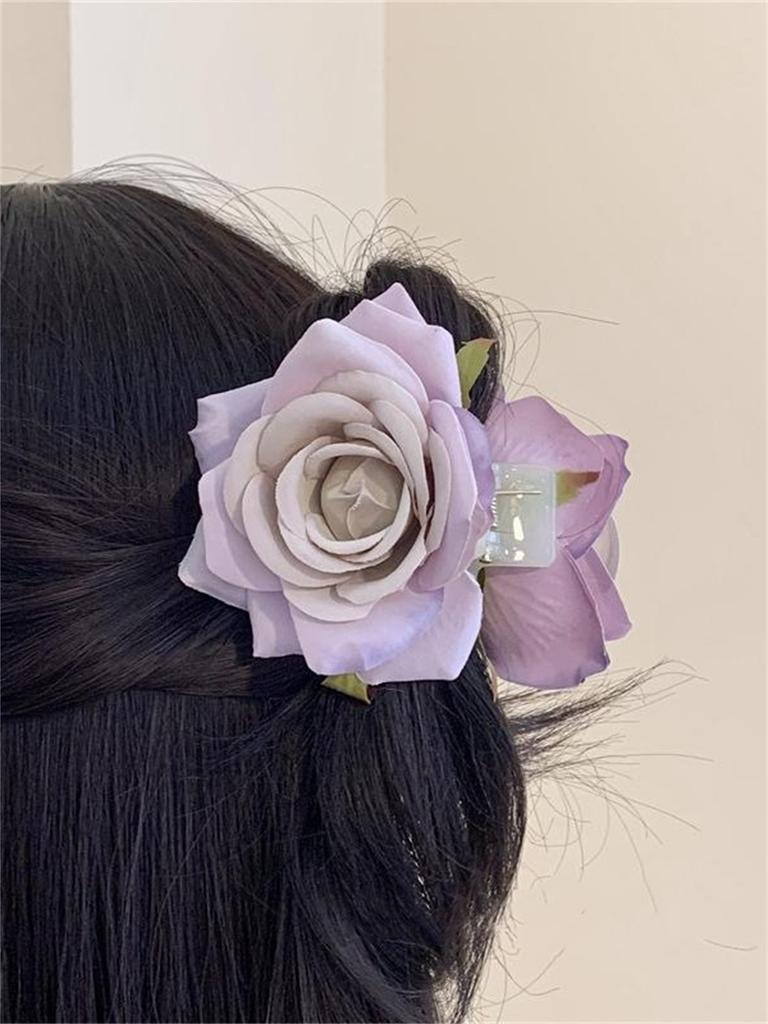 1 Women's New Retro Simulation Rose Flower Back Head Claw Hair Hair Accessories Photo Internet Celebrity Travel Accessories