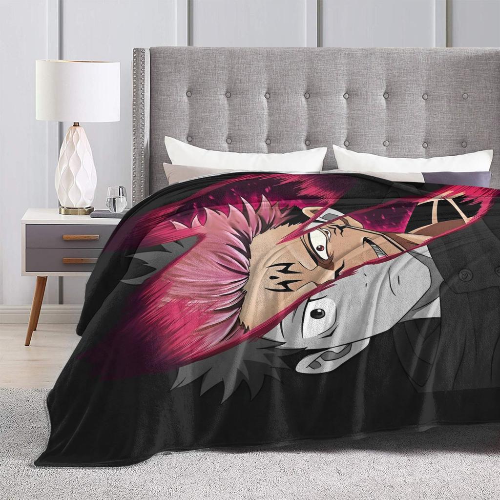 Yuji x Sukuna Blanket Jujutsu Kaisen Flannel Awesome Warm Throw Blankets for Coverlet Decoration,