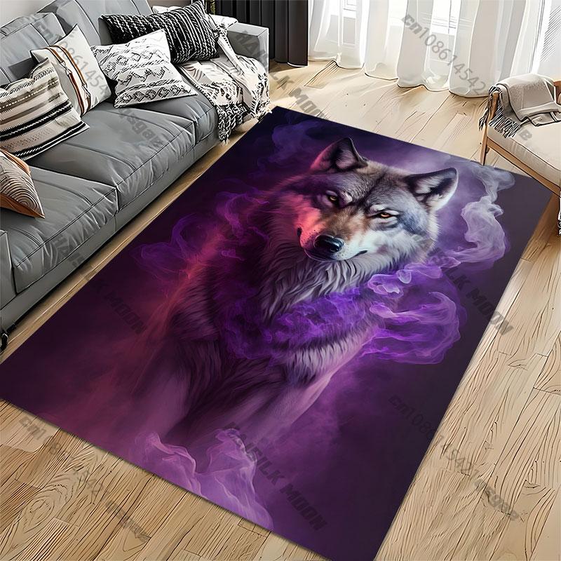 Majestic wolf in mystical smoke carpet Yoga living room room decor children's crawling mat doormat area rug games mat